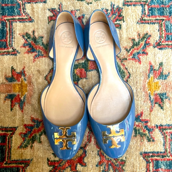 Tory Burch D’Orsay Blue Patent Leather Flats - Picture 3 of 12